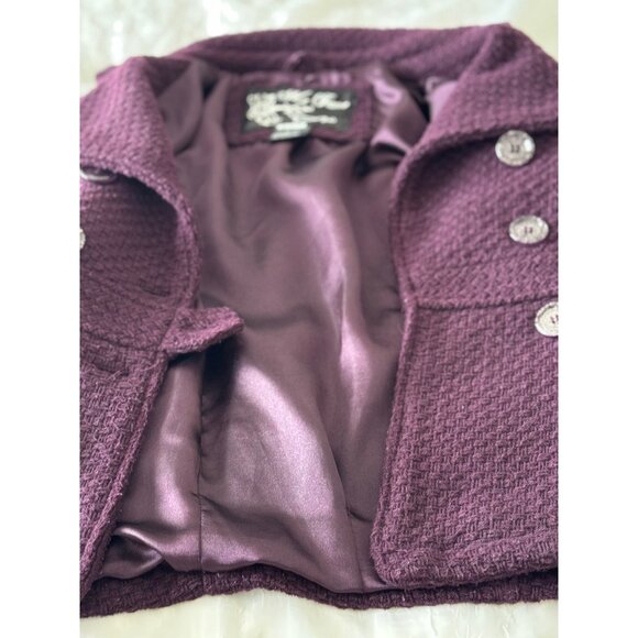 Me Jane Plum Textured Pea Coat - Picture 5 of 9